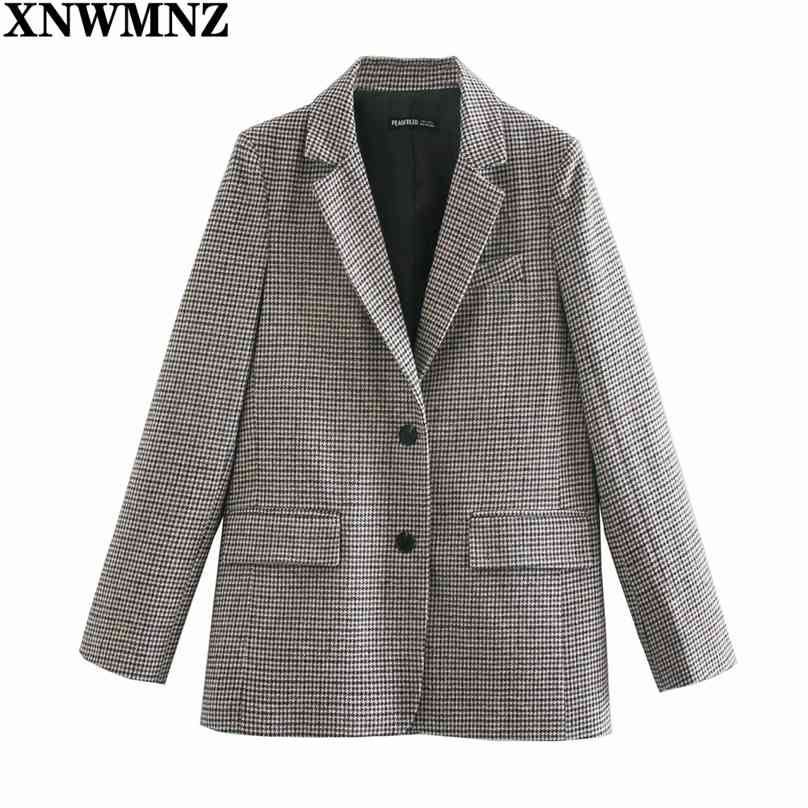 

High Quality Fashion Women' spring check Blazer Korean Loose Casual Women Blazers Jackets Work Wear Coat jacket 210520, Dark grey
