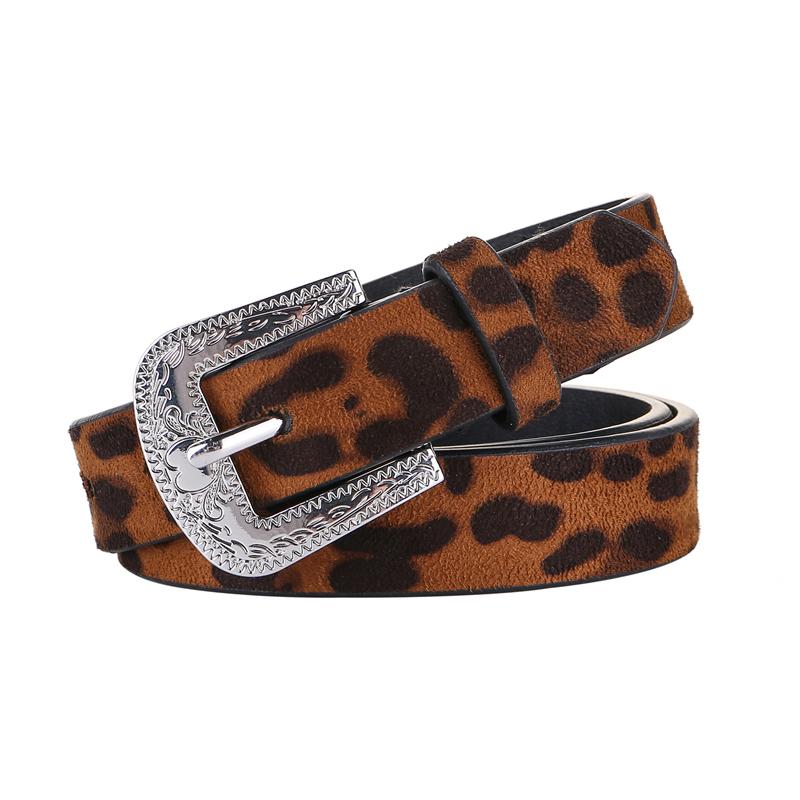 

Belts 2021 Luxury For Women Heart Shape Pin Buckle Fashion Personality Leopard High Quality PU Female, Black