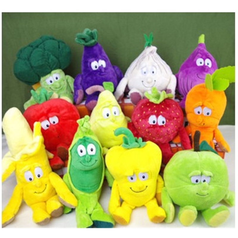 

New Fruit Vegetables Banana Peer Watermelon Blueberries Starwberry and Bufferfly West Pluche Soft Toys for Children Baby Cadeau