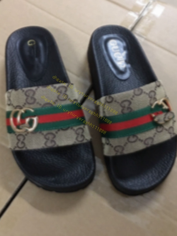 

mens and womens fashion sporty motif print slides sandals slippers boys girls jacquard stripe causal flip flops No box and dust bags EE9V9, Black