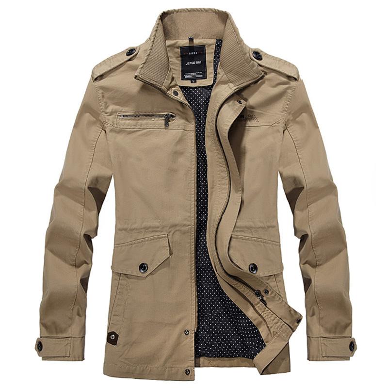 

Men's Jackets Jacket Casual Long Windbreaker Parka Coat Spring And Autumn Pure Cotton Washed, Black;brown