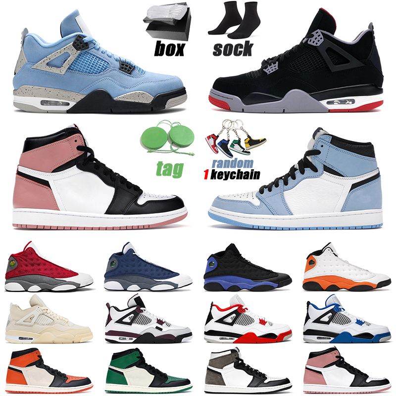 

4s Bred Basketball Shoes men women 1s Hyper Royal University Blue jumpman 4 White Oreo Back Cat Sail outdoor mens trainer, Color 10