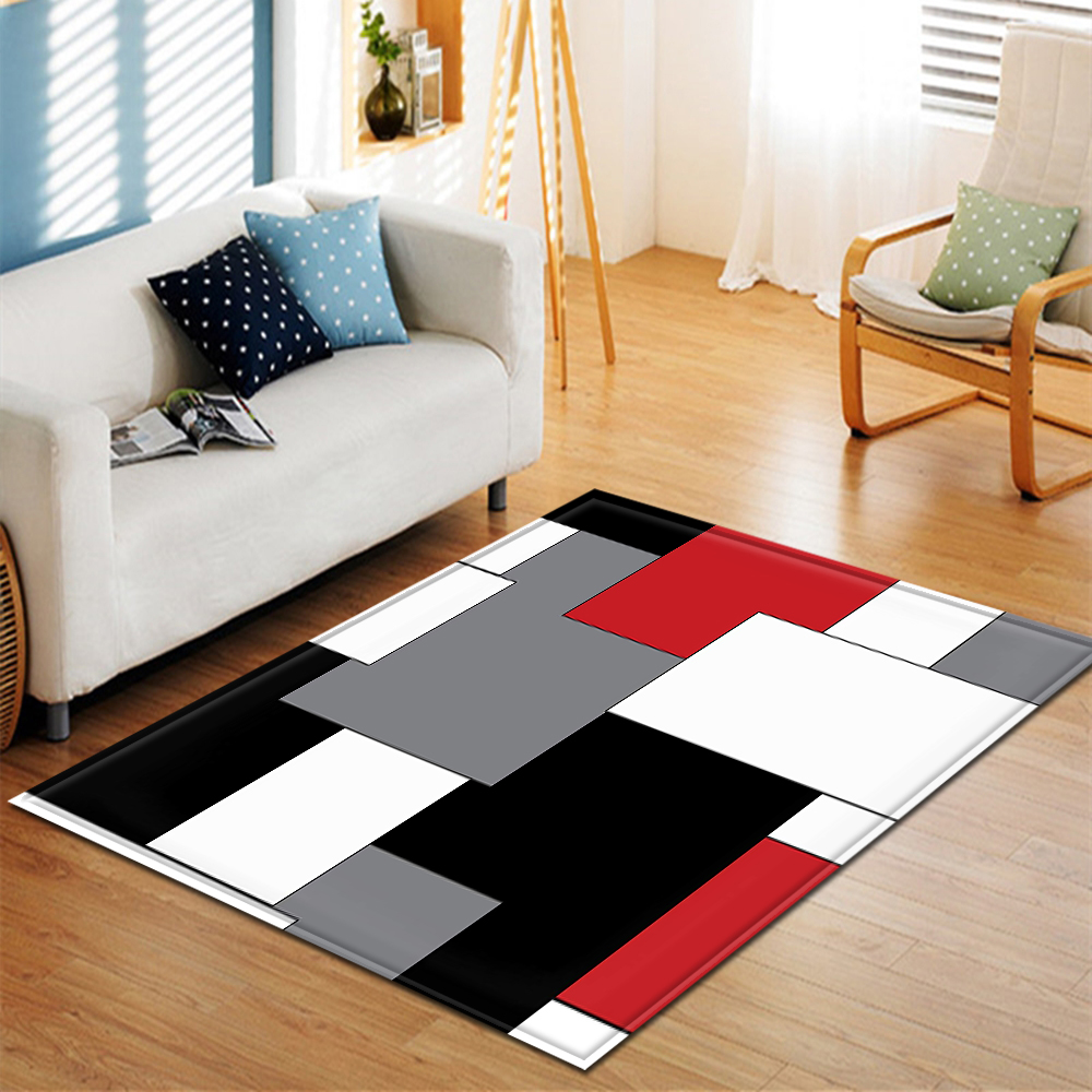 

Living Room Carpet Kids Room Decoration Rug Home 3D Children Anti-Slip Large Carpet Hallway Floor Bedroom Bedside Mat, Red