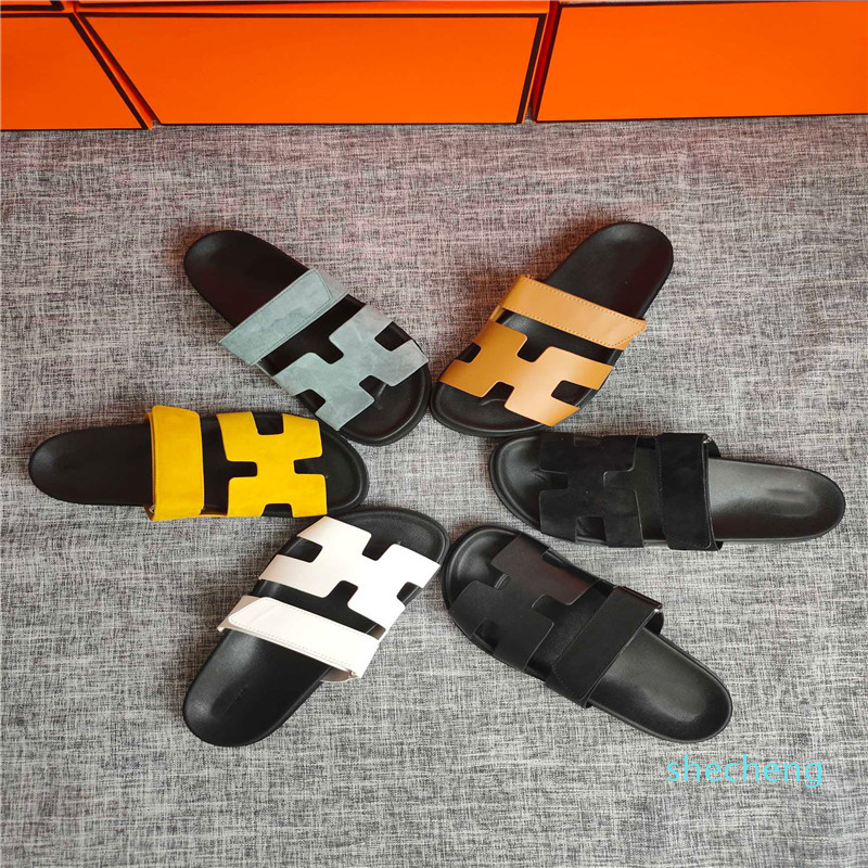 

designer slippers Calfskin functional wind sandals with adjustable loop design simple and smooth size 35-40, Grey