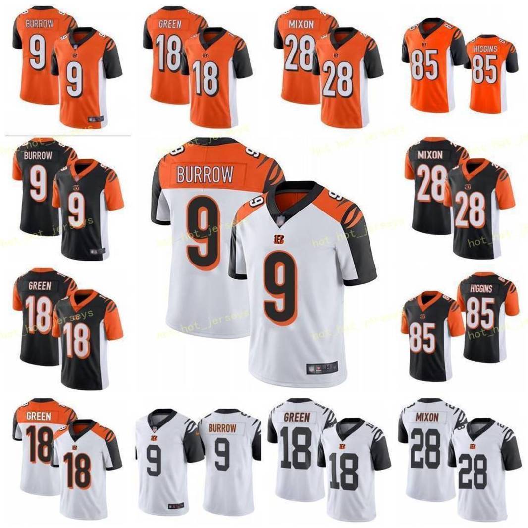 

Cincinnatl 9 Joe Burrow Mens BengaI Football jerseys 85 Tee Higgins 18 A.J. Green 28 Joe Mixon, Black;red