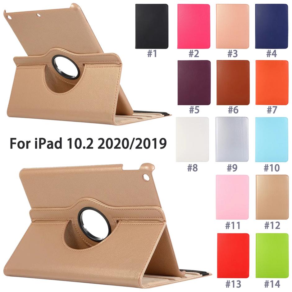 

360 Degree Rotating Tablet Cases for Apple iPad 10.2 [7th 8th Generation] Air 4/3 [4th 3rd Gen] Pro 11 10.5 inch, Multi View Litchi Texture PU Leather Flip Stand Cover