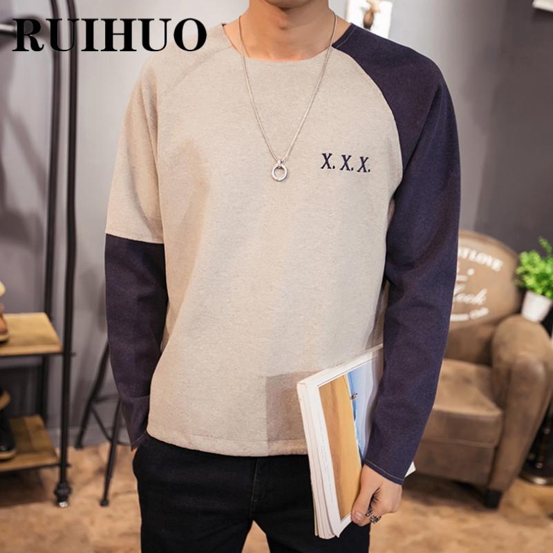 

Men's Hoodies & Sweatshirts RUIHUO Patchwork Men Clothing Pullover Tops Harajuku Clothes Streetwear Korean Fashion Hip Hop 5XL 2022 Spring, Black