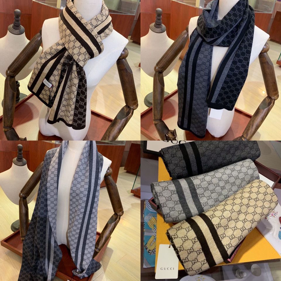 

European and American Famous Autumn and Winter Wool Scarf Mens Warm Scarf High-End Couple Korean Style Versatile Birthday Gift, Blue;gray