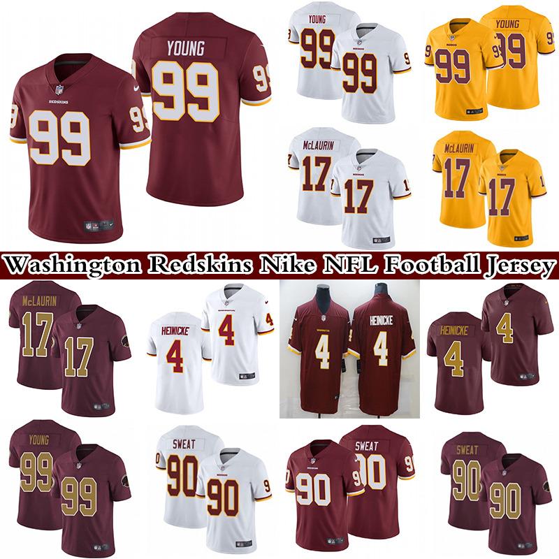 

99 Chase Young 17 Terry McLaurin 4 Taylor Heinicke 90 Montez Sweat Men's Stitched NFL Washington Redskins Nike Limited Football Jersey, Black;red