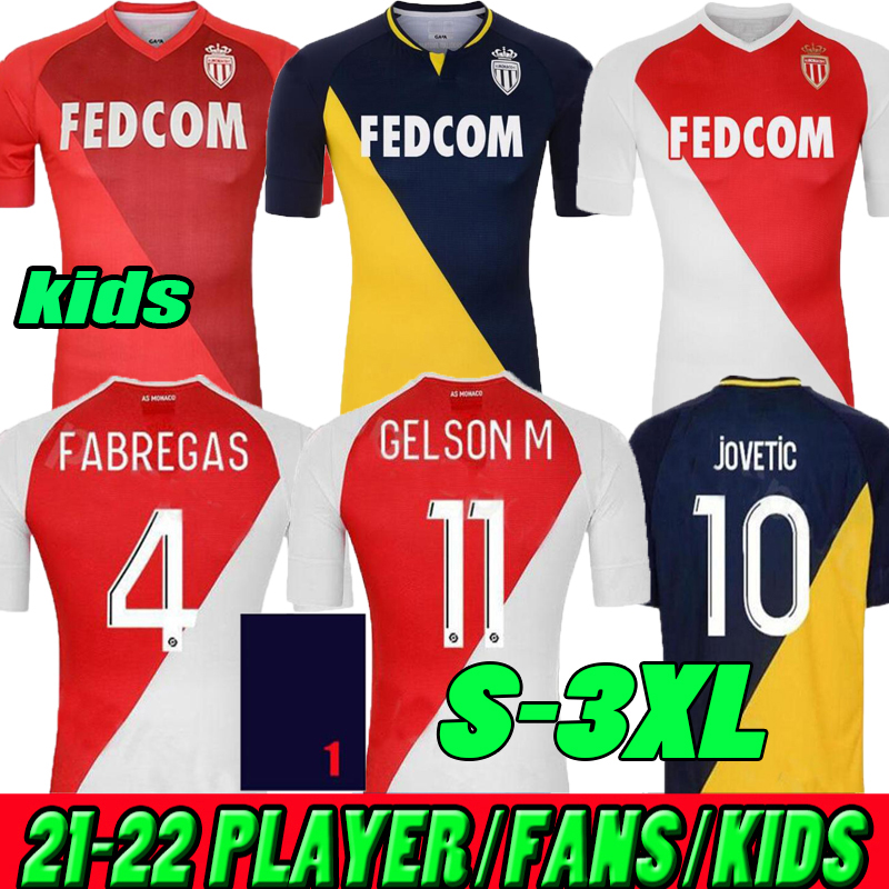 

adult kids 2021 2022 AS MONACO SOCCER JERSEYS Special Volland JOVETIC maillots de foot 20 21 22 B.BADIASHILE BEN YEDDER GELSON FABREAGS GOLOVIN Football shirt, 2020;home