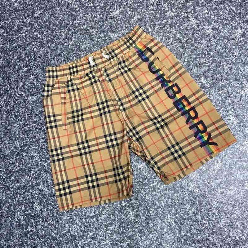 

Brand BBR clothes 2022 trendy classic striped Plaid Shorts loose straight leg pants men's and women's Rainbow black edge, Khaki