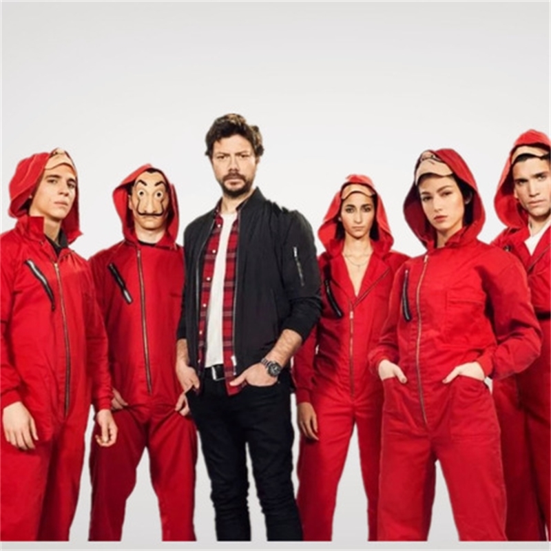 

Halloween Costume Cosplay Dali red one-piece banknote house clothes
