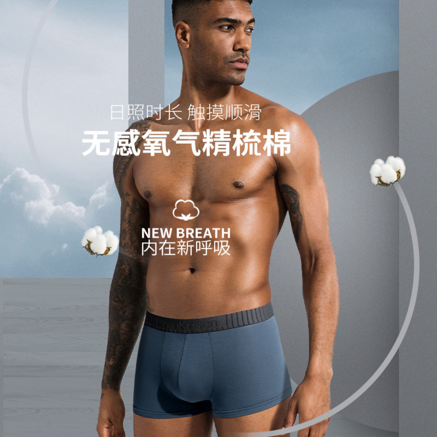 

calinkasen cotton men's underwear single pack breathable and comfortable medium waist boxer, White;black