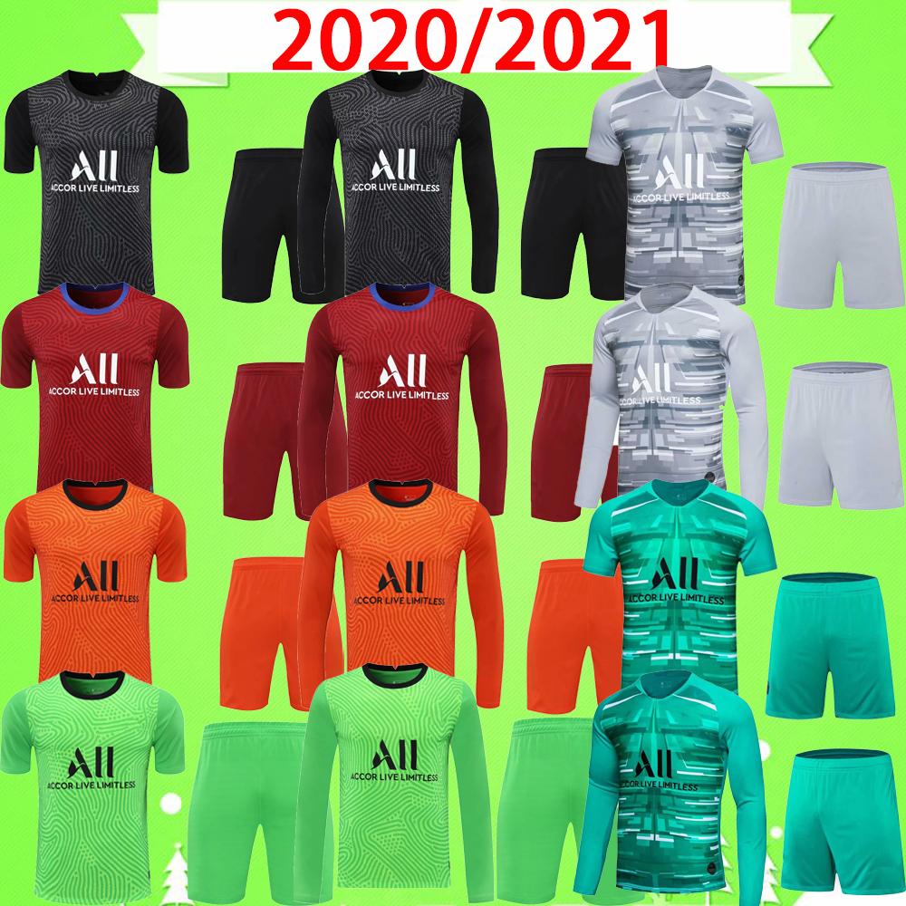 

Adult kit Navas 20 21 goalkeeper Soccer Jersey 2020 2021 Paris Home Away third fourth MBAPPE mens set football Shirt RICO uniform suit, Black;yellow