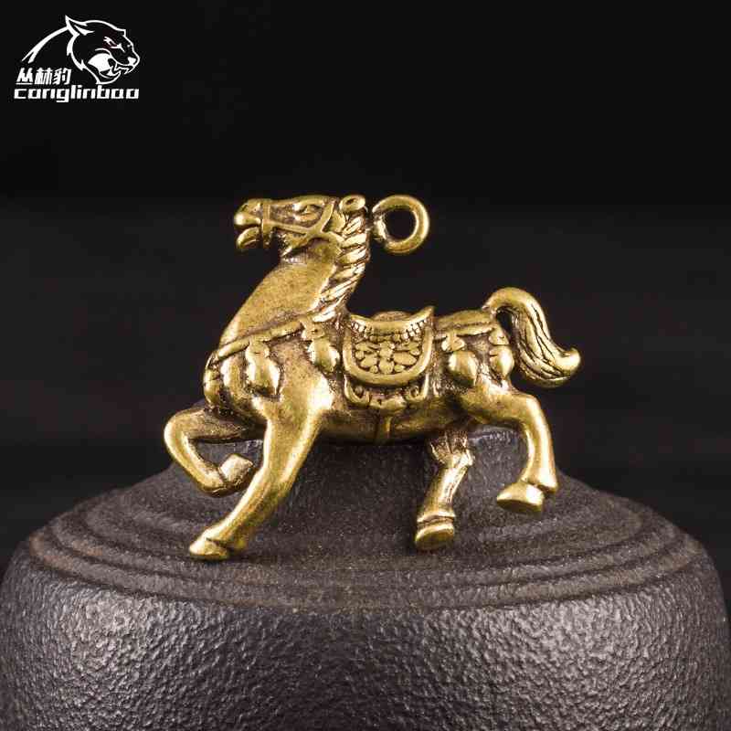 

Brass key chain to success office ornament small copper horse Zodiac Pendant