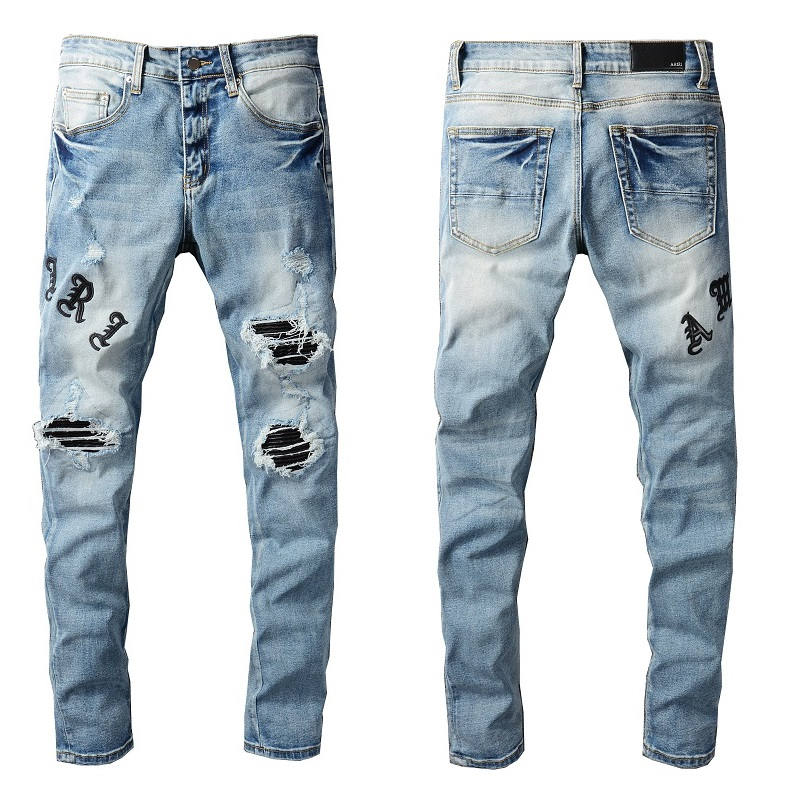 

2021 Amiry New Men's Luxury Designers Denim Jeans Holes Trousers Biker Pants #679