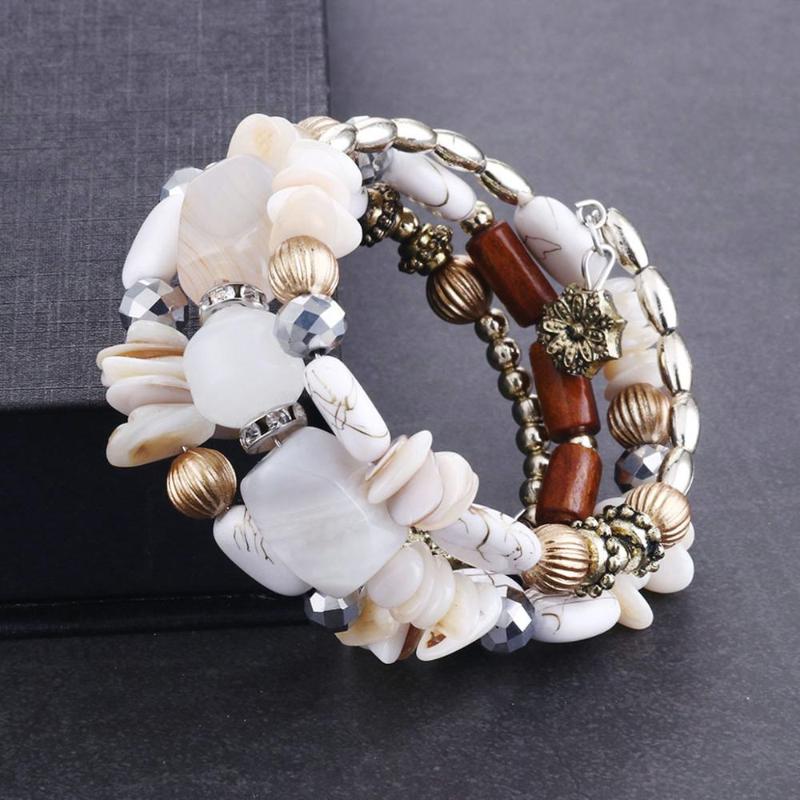 

Charm Bracelets 2pcs Natural Stone Beads Bracelet Multi Layer Women Crystal Beaded Chain Wristband Fashion Jewelry Friends Gift