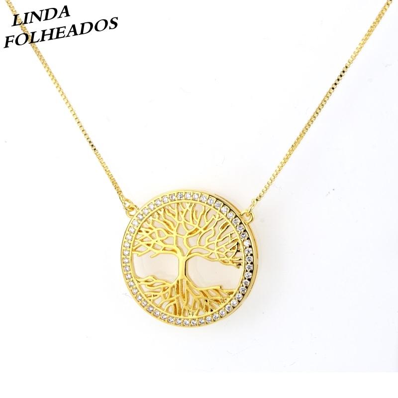 

Pendant Necklaces Designed Gold Tree Of Life Copper Cubic Zirconia Pendulum Necklace Jewelry For Women Gift Anniversary