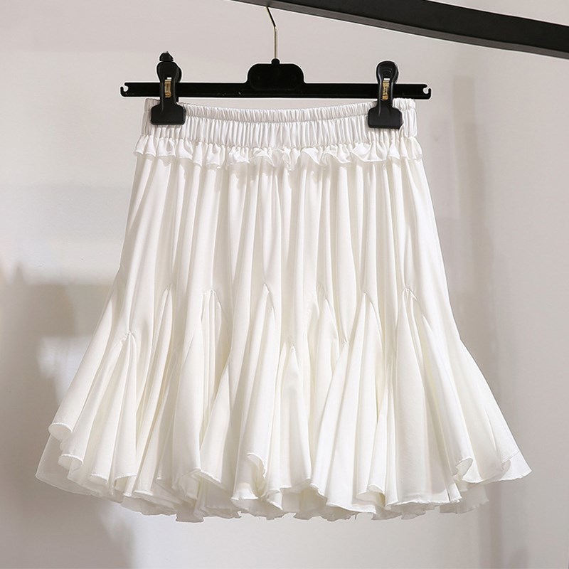 

White Black Chiffon Summer Shorts Skirt Women Fashion Korean High Waist Tutu Pleated Skirts Mini Sun School Skirt Female 210521
