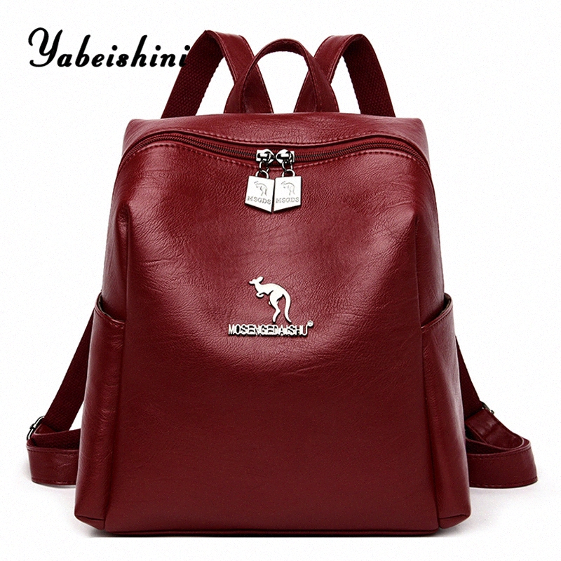 

double zipper women leather backpack for girls shoulder bags anti theft backpack mochila feminina sac a dos army backpack water r4qi#