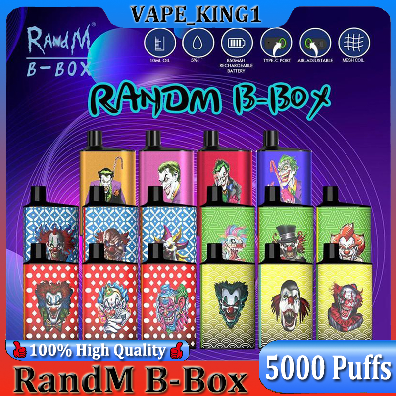 

Original RandM B-Box Disposable E-cigarettes Pod Device Kit 5000 Puffs 1000mAh Battery 10ml Prefilled Pods Cartridges Stick Vape Pen Fast Ship