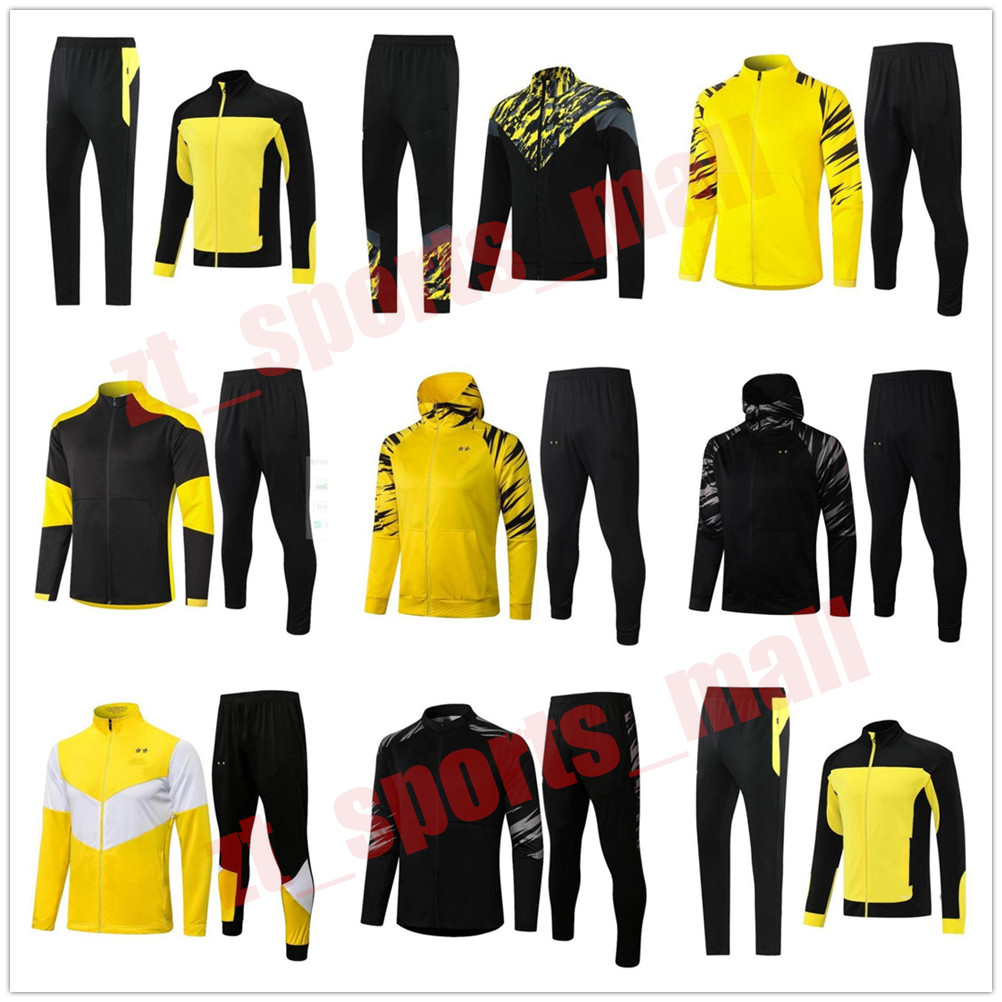 

New 21 22 Borussia adult hoodie tracksuit jacket Soccer full long zipper Dortmund 2021 2022 training suit football set Survetement, As shown in illustration