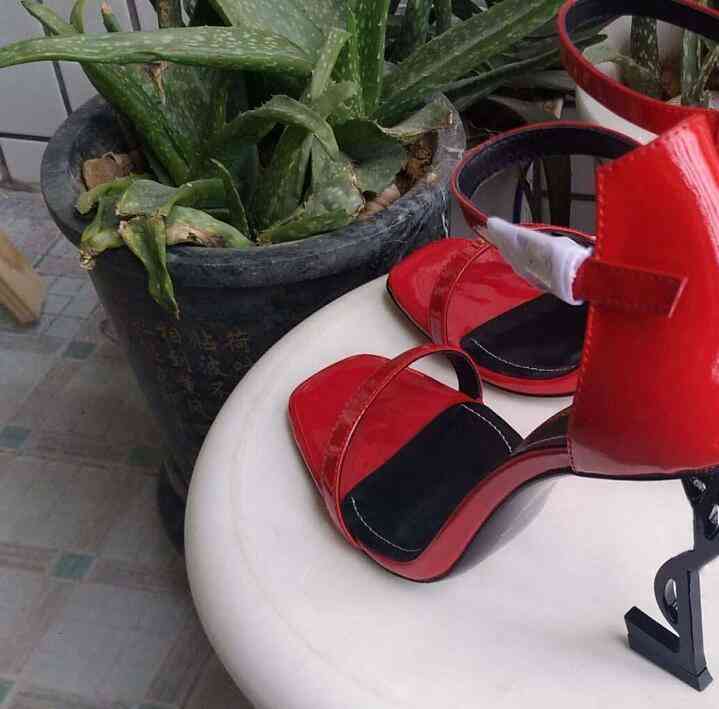 

Sandals Heels Thrill sandals Women party Dress Wedding Shoes Sexy Letters shoes Patent Leather high heels summer 51JO, Red