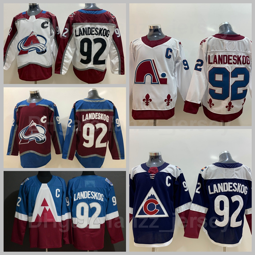 

Reverse Retro Colorado Avalanche 92 Gabriel Landeskog Jersey Stadium Series Ice Hockey All Stitched Team Navy Blue Red Away White Breathable Top Quality, Men white