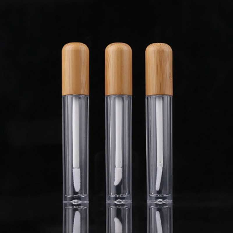 5ml Vintage Bamboo Lip Gloss packing bottle refillable Lips Balm Tube empty Cosmetic Container Packaging Lipbrush DIY Tubes