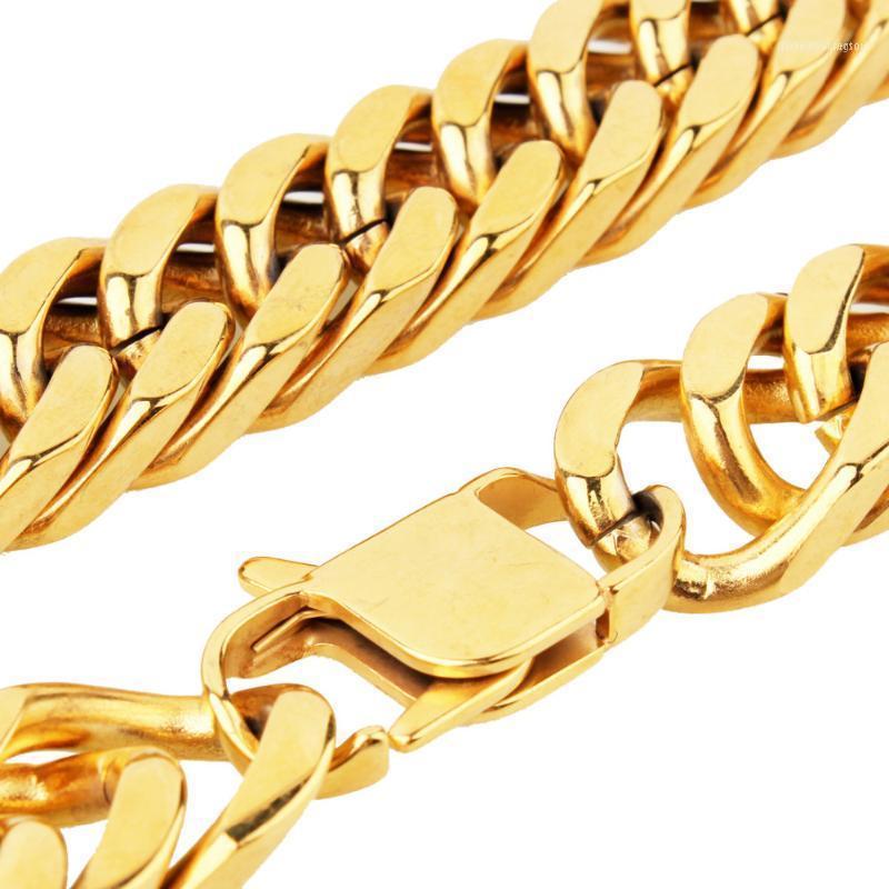 

Chains 10/12/15/17/19MM Heavy Jewelry Stainless Steel Gold Cuban Curb Link Chain Mens Unisexs Necklace Or Bracelet Square Buckle 7-40"1