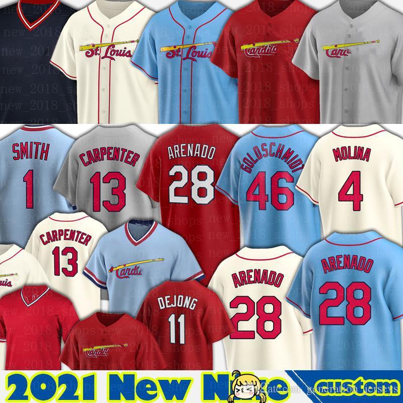 

28 Nolan Arenado Jerseys St. Louis Paul Goldschmidt Yadier Molina Baseball Paul DeJong Matt Carpenter Jack Flaherty Dexter Fowler Matt Men, Blue;black