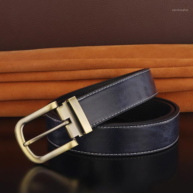 

Belts High Quality Retro Pin Buckle Designer Men Full Grain Leather Waist Strap Fashion Casual Cowskin Waistband, Black;brown
