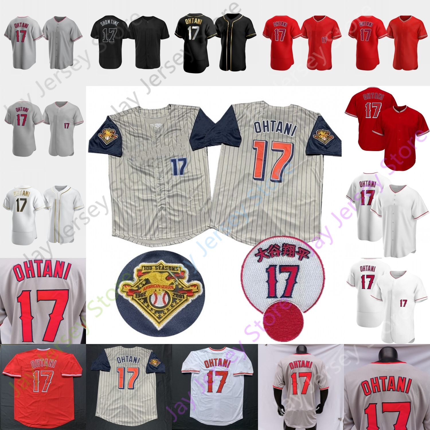 

Shohei Ohtani Jersey Vintage 2001 Grey Pinstripe Turn Back LONGBALL Strike 17 Patch 2019 Nickname Red White Black Size S-3XL, Grey player