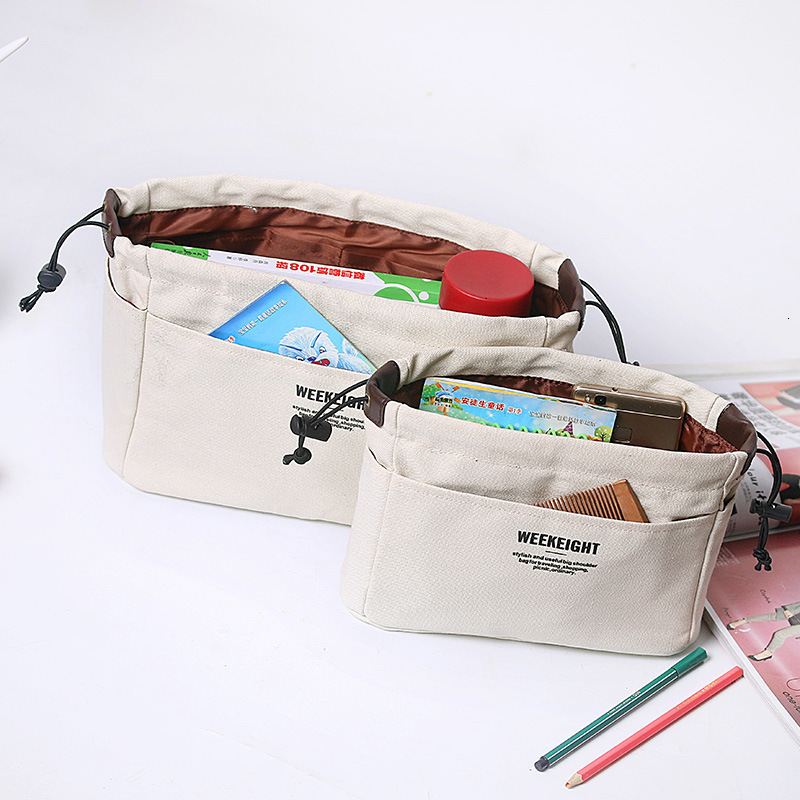 

Practical Waterproof Canvas Carrying Middle Cosmetic Finishing Multifunctional Travel Storage Bag, Large white size
