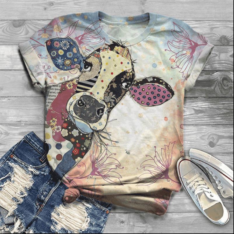 

3d printed women t shirt animal o neck cotton vintage shirts girls short sleeve plus size, White
