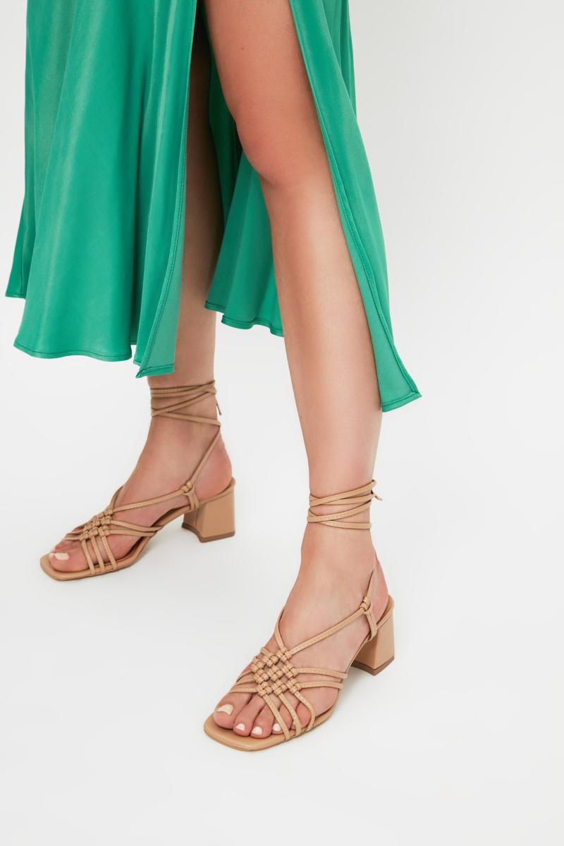 

Sandals Trendyol Shoes Tan Gusset Women Classic Heels TAKSS21TO0078, Light yellow