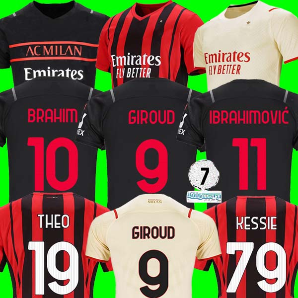 

21 22 AC milan Soccer jerseys GIROUD IBRAHIMOVIC third 3rd kit 2021 2022 TONALI A.REBIC KJÆR Kessie theo brahim Men kids sets Top football shirt uniforms