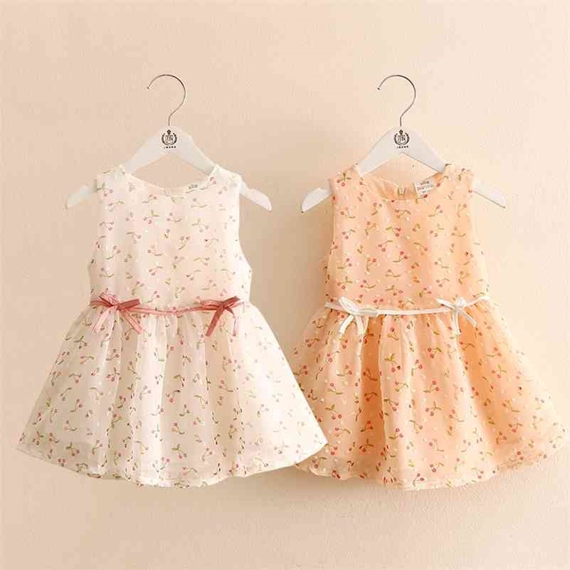 

Summer Cute 2 3 4 5 6 7 8 9 10 Birthday Party Wedding Print Bow A-Line O-Neck Sleeveless Baby Kids Girls Mini Dresses 210701, Yellow