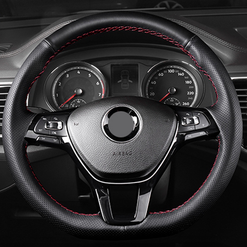 

Soft Black Artificial Leather Car Steering Wheel Cover For Volkswagen VW Golf 7 Mk7 New Polo Passat B8 Tiguan Sharan Jetta
