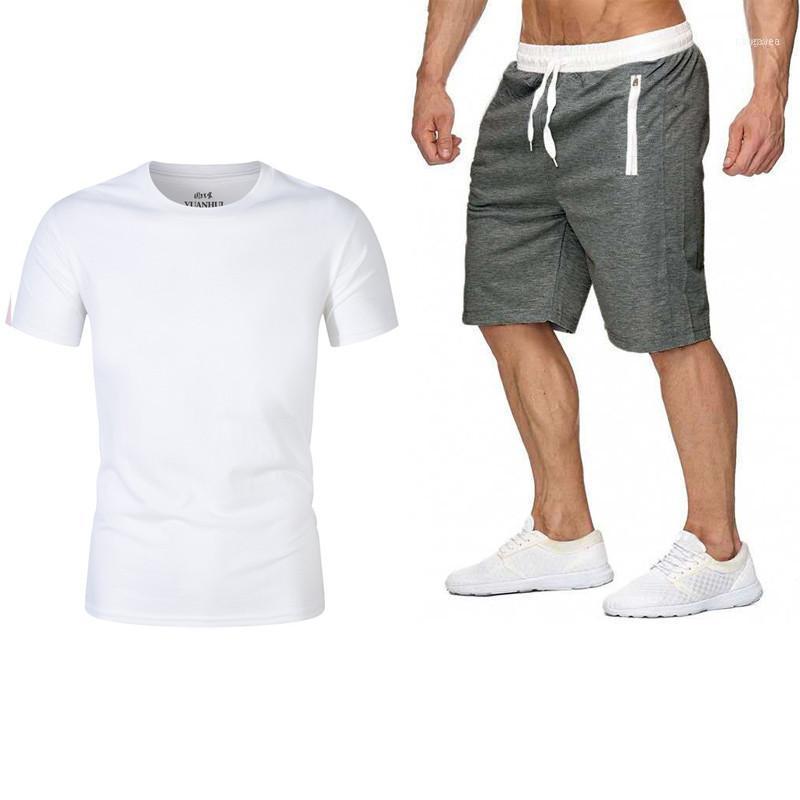 

Men's Tracksuits 2021 Casual Suit Summer Sportswear 2-piece T-shirt + Shorts Fashion Jogging Tracksuit Clothi1, Gray