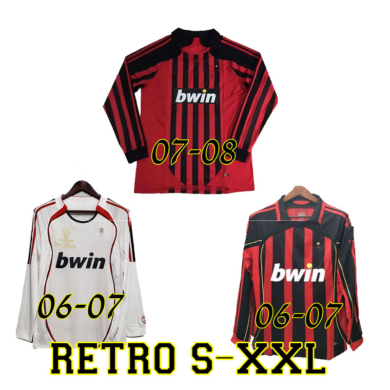

long sleeve Retro shirts home 06 07 08 Gullit SOCCER JERSEY 2006 Maldini Van Basten football KAKA Inzaghi 06 07 MILAN 2008 AC 2007 classic SHEVCHENKO