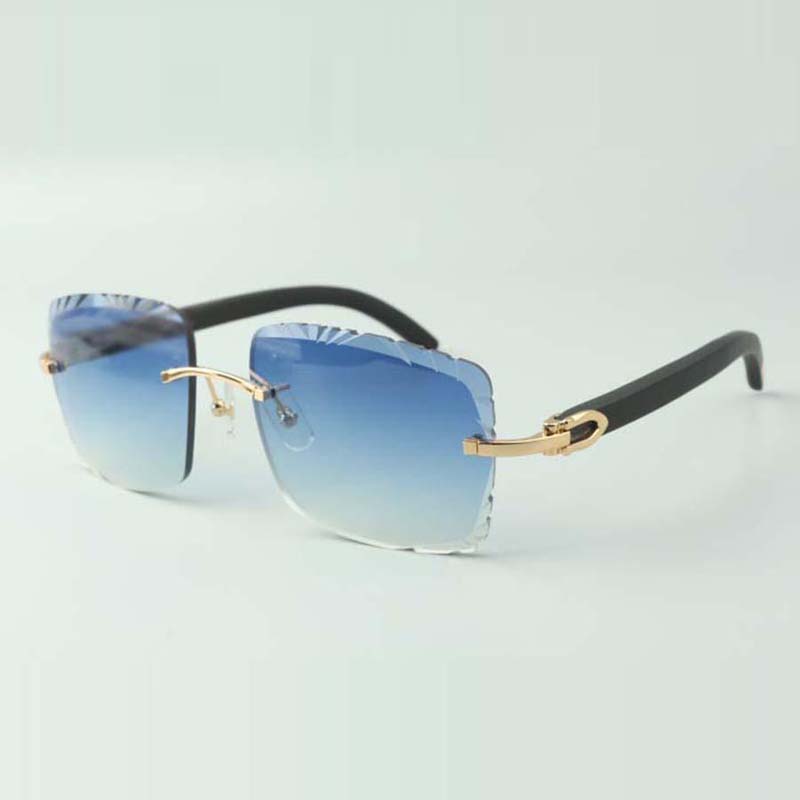 

Direct sales high-quality cutting lens sunglasses 3524020, black wooden temples glasses, size: 58-18-35