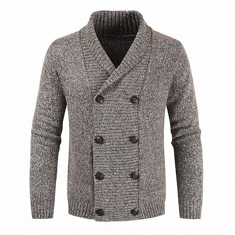 Men's Cardigan Solid Colored Long Sleeve Slim Sweater Cardigans Turndown Winter Dark Gray Brown Beige s2l2#
