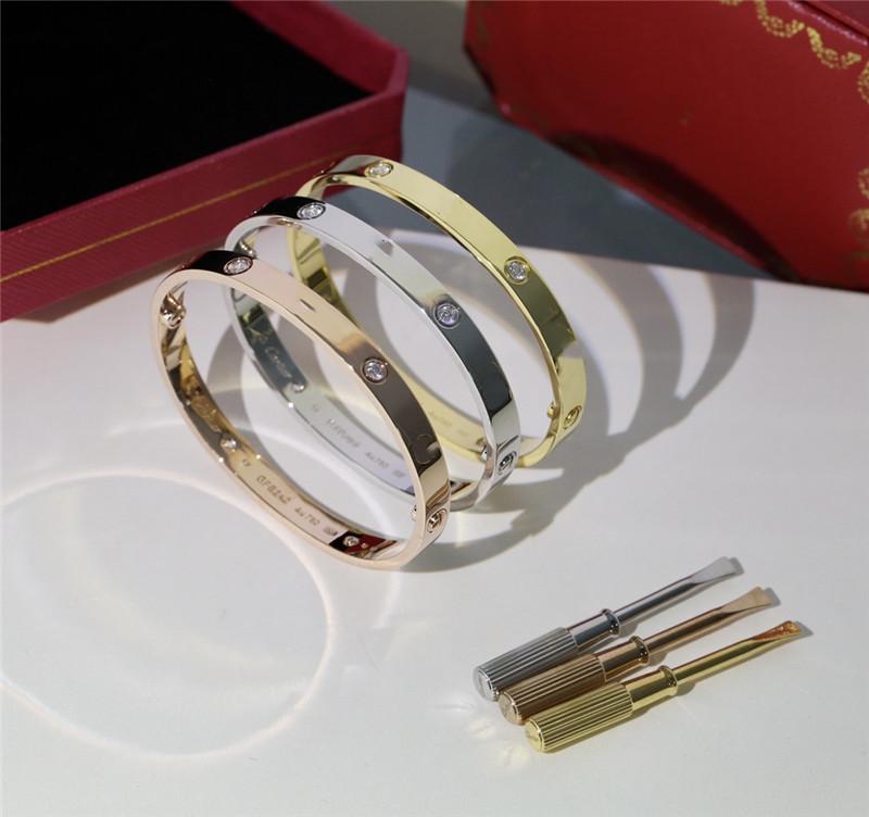

Luxury designer love Bracelets Bangle GFB 18K Gold Plated with original box card bag Unique code numbers cart diamond
