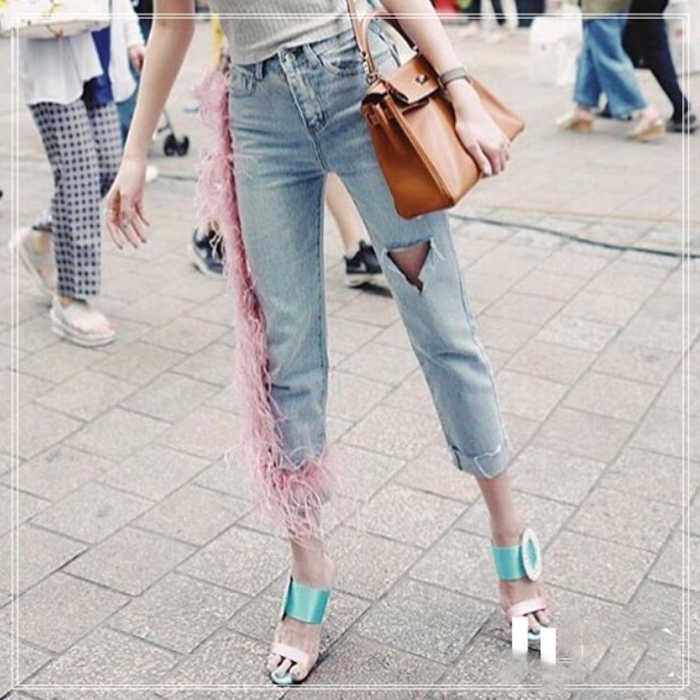 

Fashion Women Jeans Hole Wild Casual Summer Ladies Asymmetric Irregular Solid Color Female 210615