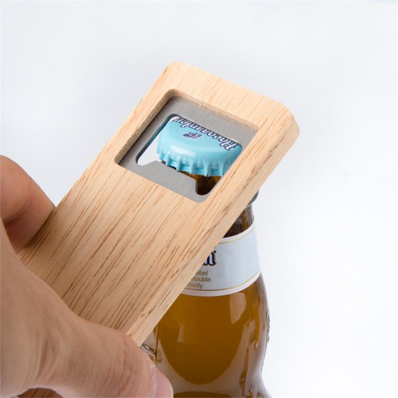 

Wood Beer Bottle Opener Wooden Handle Corkscrew Stainless Steel Square Openers Bar Kitchen Accessories Party Gift
