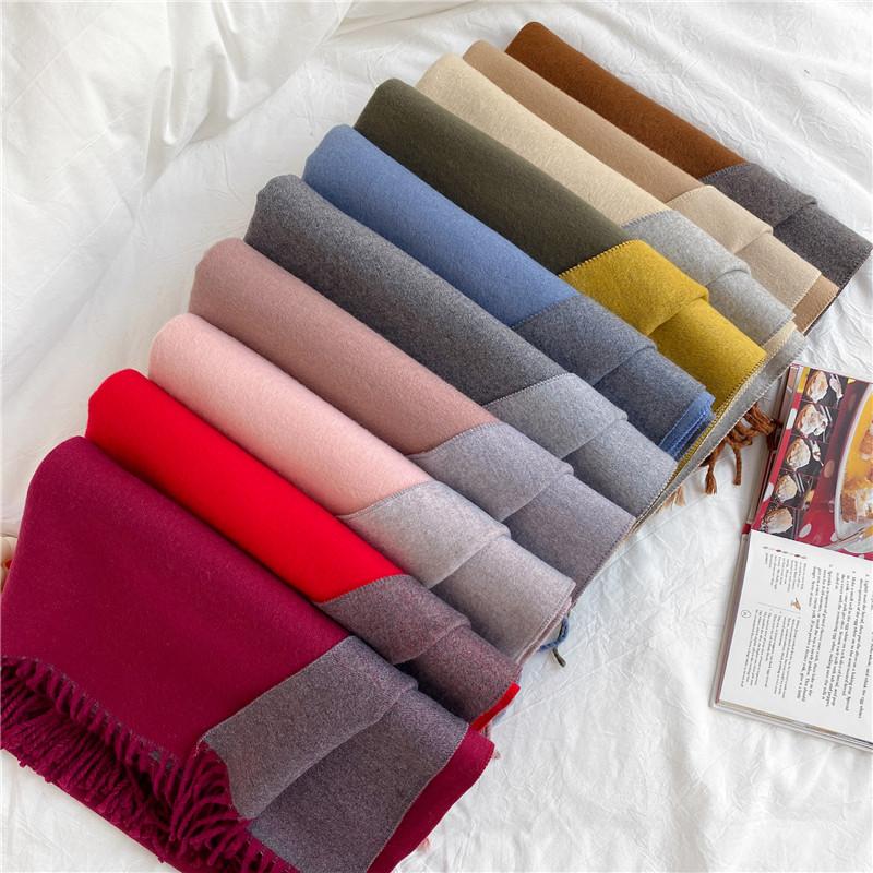 

Scarves Women's Scarf Winter Warm Solid Color Shawl Imitation Cashmere Long Thick Autumn Double-sided