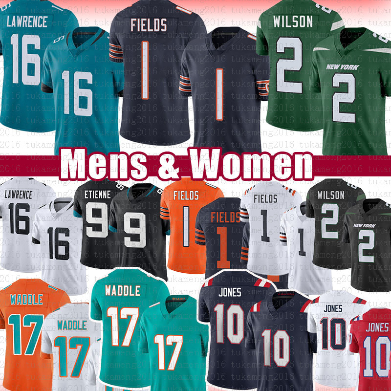 

16 Trevor Lawrence 1 Justin Fields 10 Mac Jones American football Jersey 2 Zach Wilson 9 Travis Etienne 17 Jaylen Waddle Jerseys 2021 Draft Mens