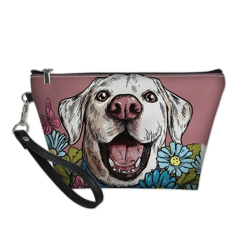 

Cute Labrador Print Small Zipper Women Makeup Bag Leather Cosmetic Ladies Make Up Case Organizer Travel Wash Toiletry Pouch Bags & Cases