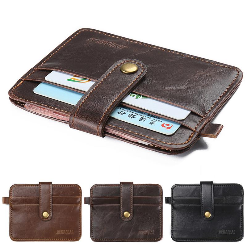

Wallets 2021 Men's Faux Leather Small ID Business Wallet Holder Slim Pocket Case, Black